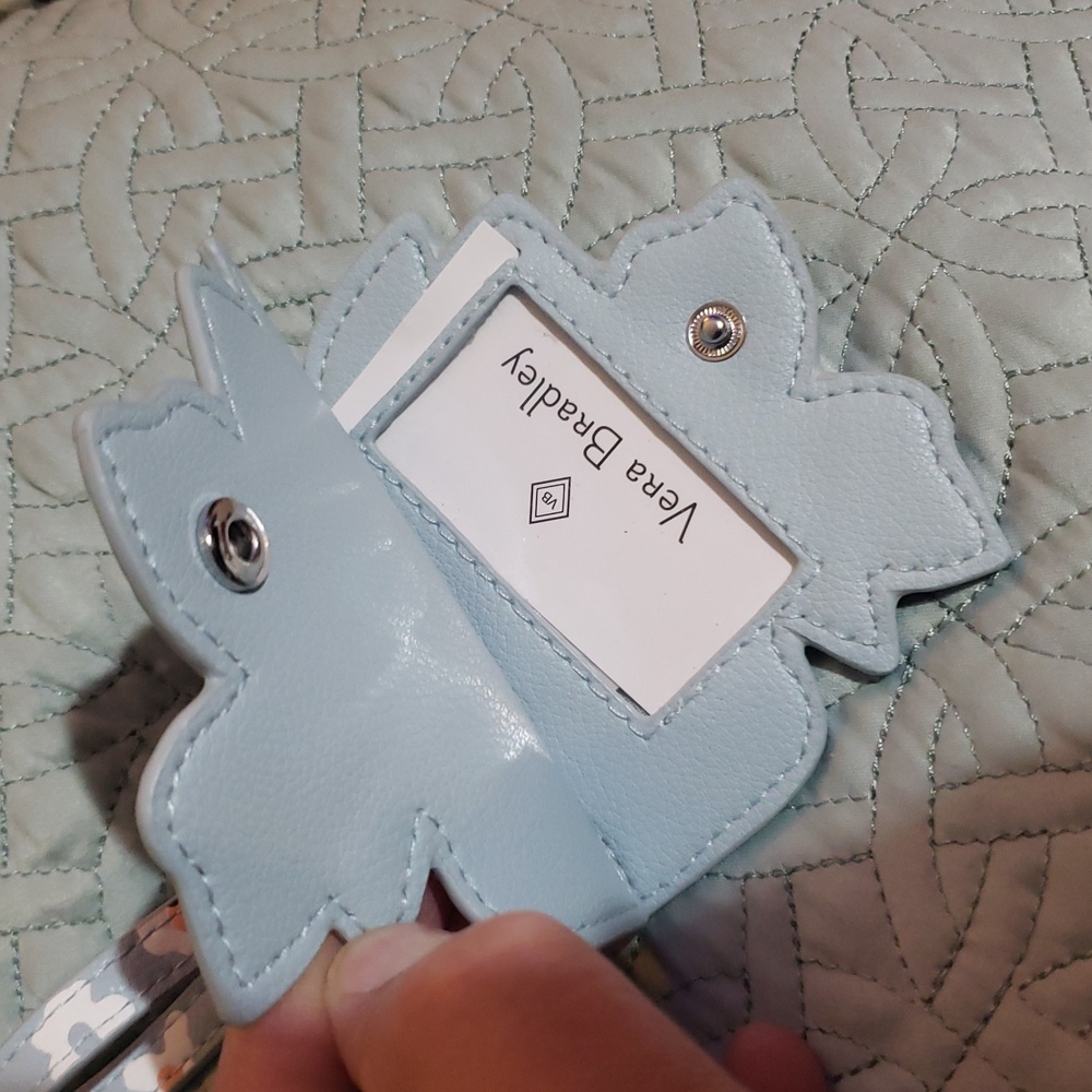 Vera Bradley Bag Charm/Luggage Tag In Floating Garden Yellow and Blue Flower - Picture 3 of 3